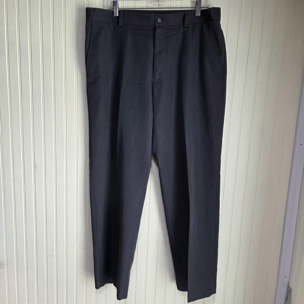 IZOD Dress Pants Mens 36x30 Gray PerformX Flat Front Microfiber Stretch